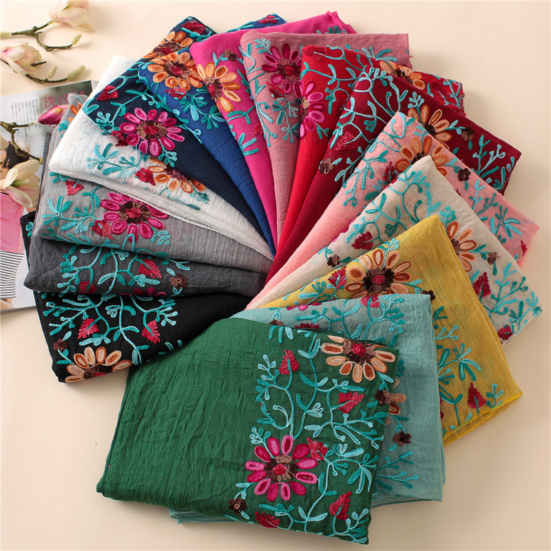2022 Đồng Bằng Thêu Hoa Viscos - đánh giá và giá Bandana Cotton