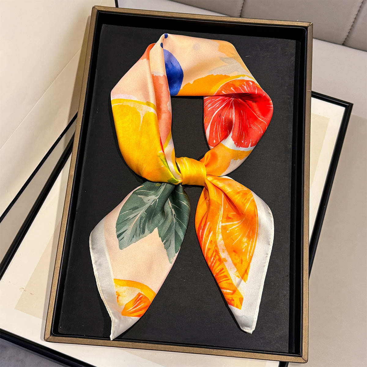 Fashion Lemon Fruit Pattern Sq - đánh giá và giá Ascot Neck Scarf