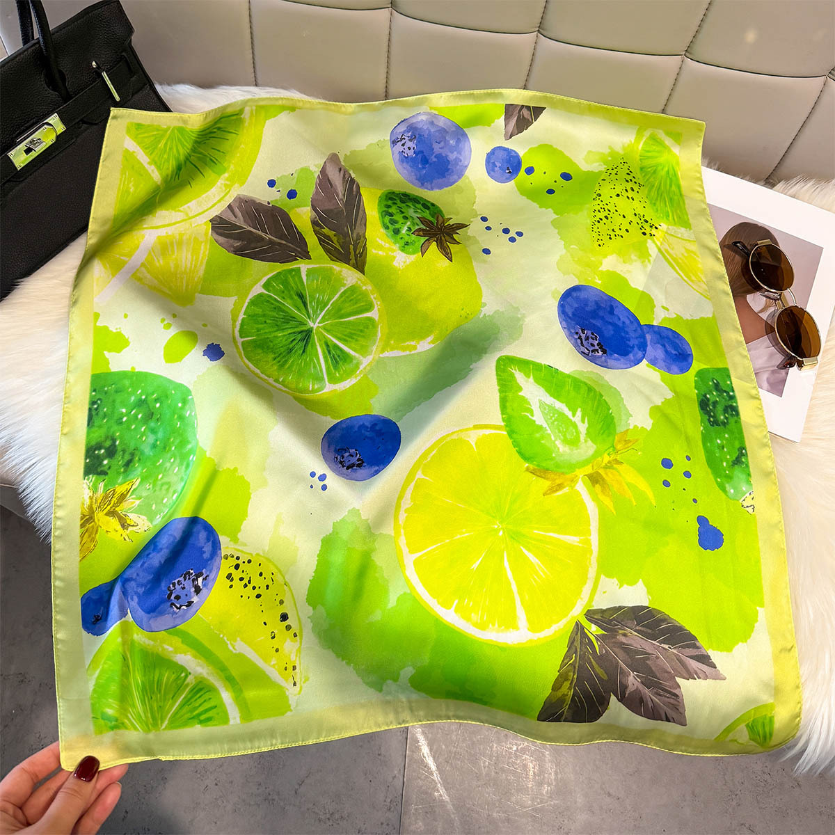 Fashion Lemon Fruit Pattern Sq - đánh giá và giá Ascot Neck Scarf
