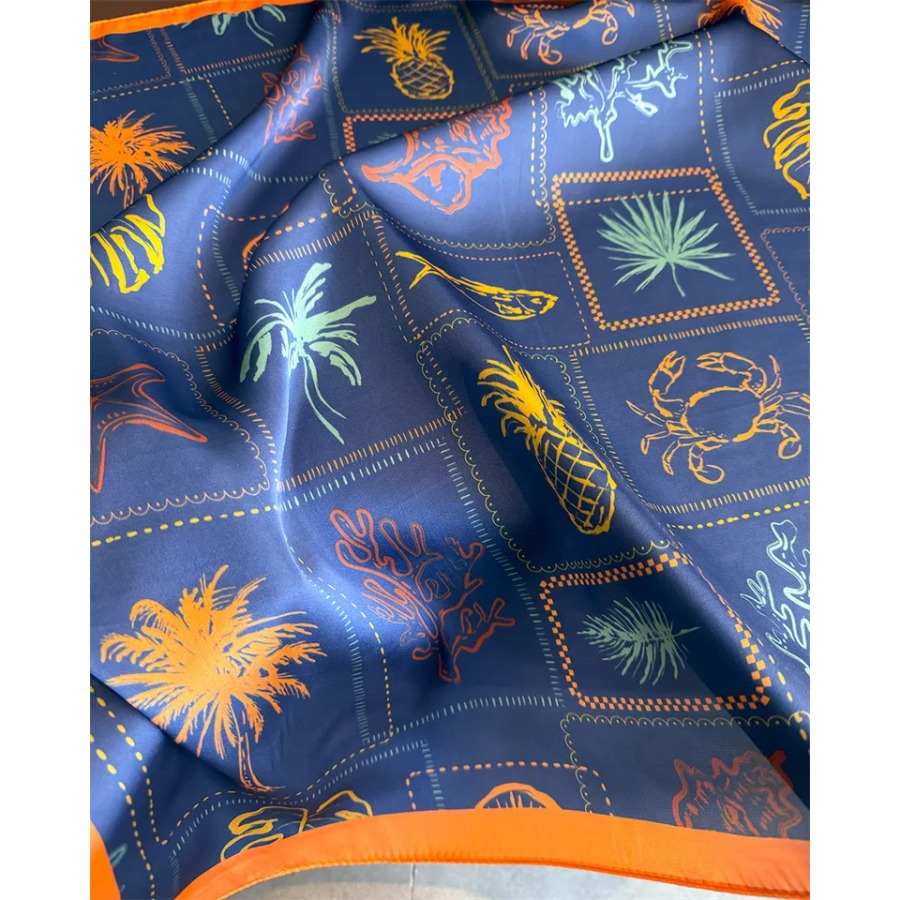 Blue Print Silk Square Scarf W - đánh giá và giá Bandana Cotton
